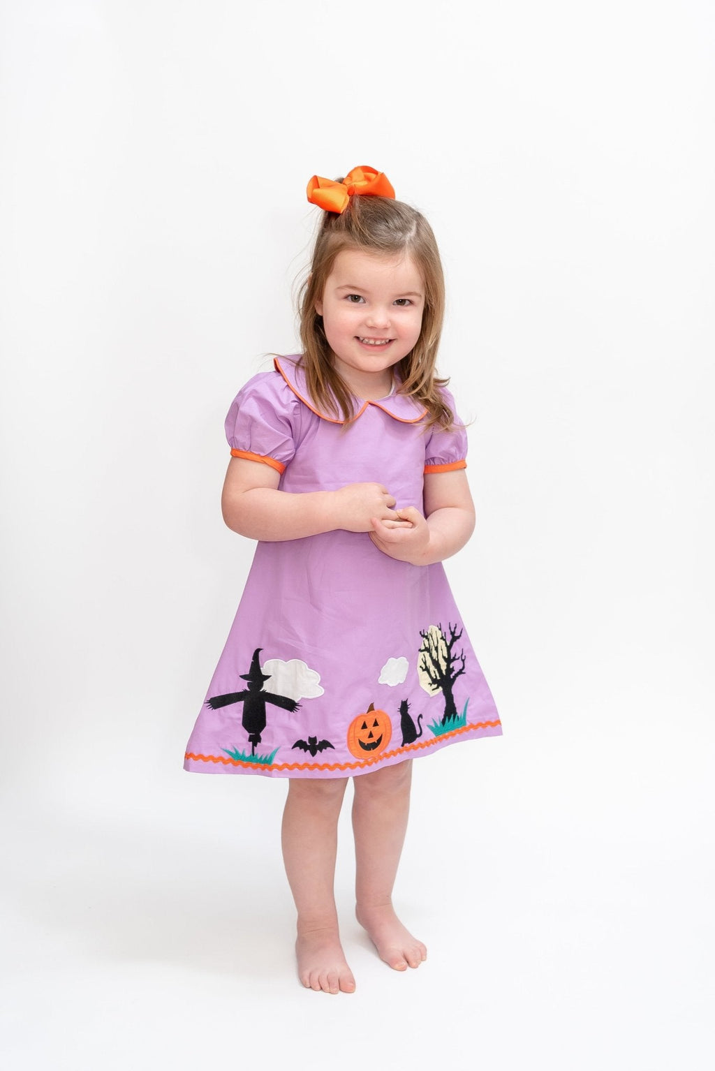 Purple Halloween Scene Girls Dress