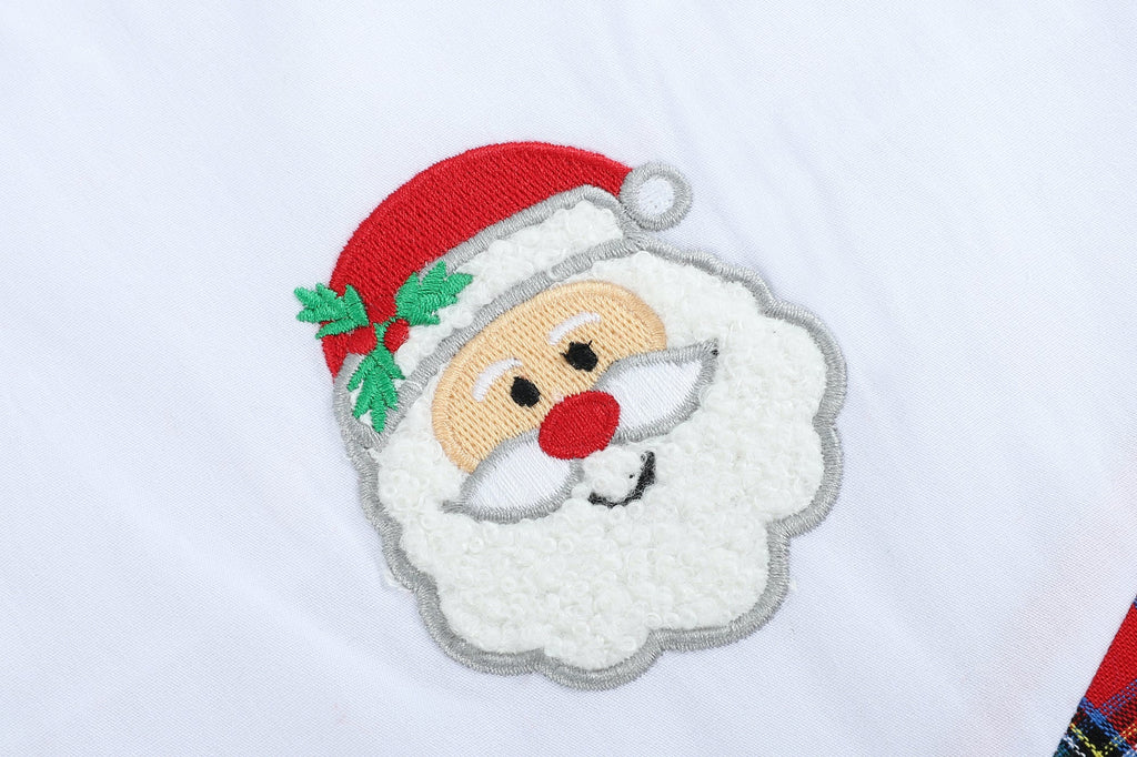 Red Christmas Plaid Santa Yoke Longalls