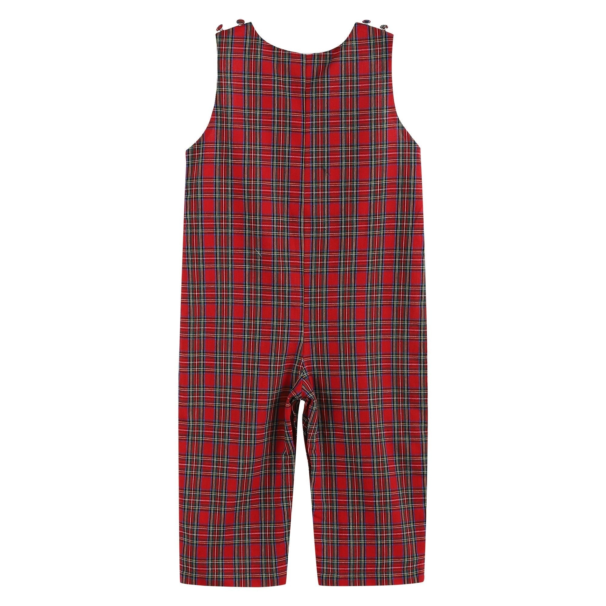 Red Christmas Plaid Santa Yoke Longalls