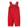 Red Corduroy Mistletoe Smocked Longalls