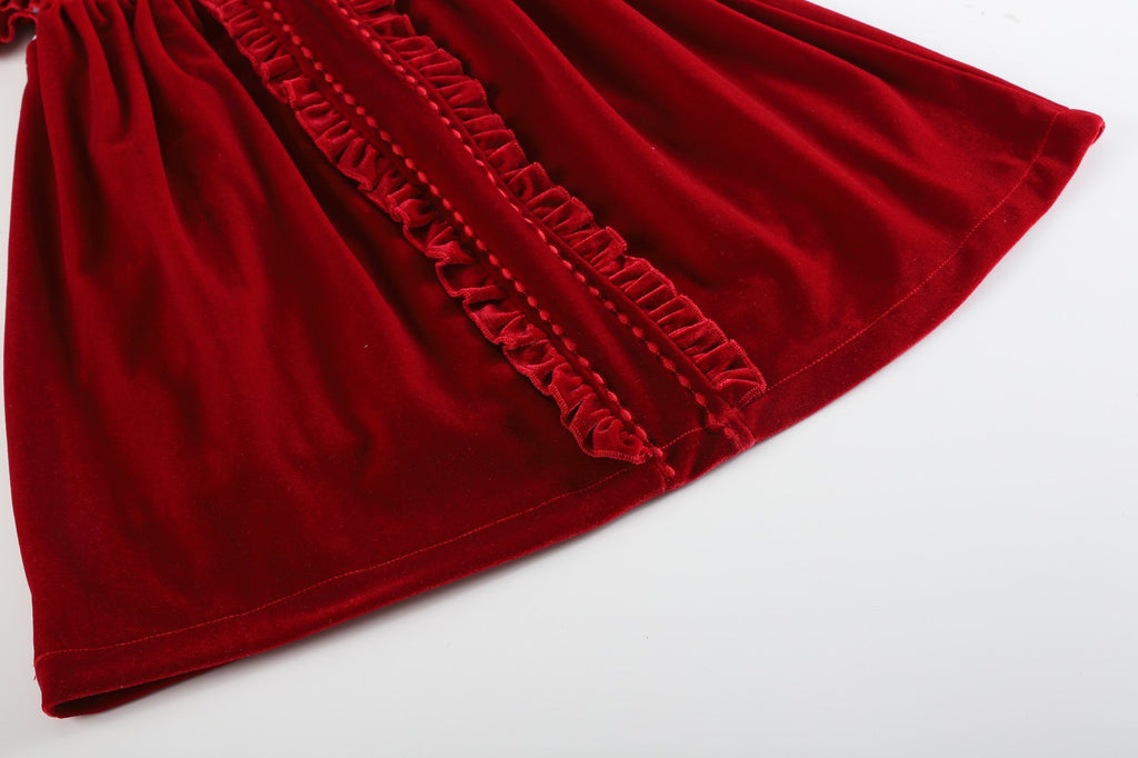 Red Velvet Ruffle Dress