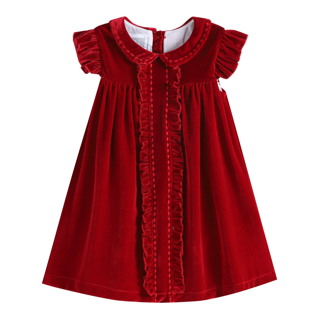 Red Velvet Ruffle Dress