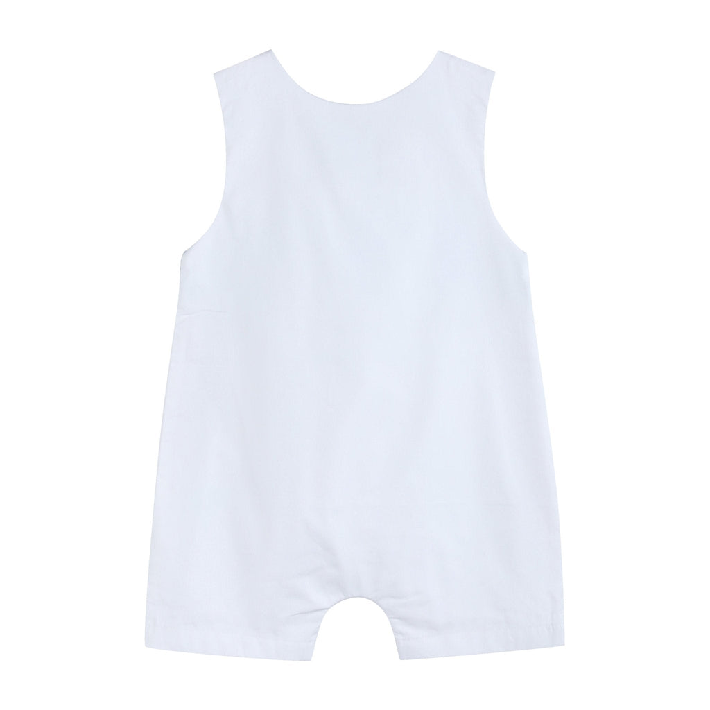 White and Blue Holy Smocked Overalls